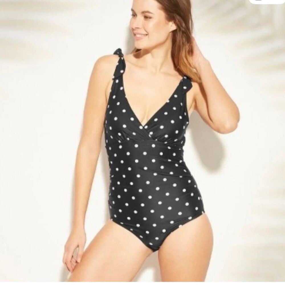 Merona Black Polka Dot One-Piece Swimsuit
